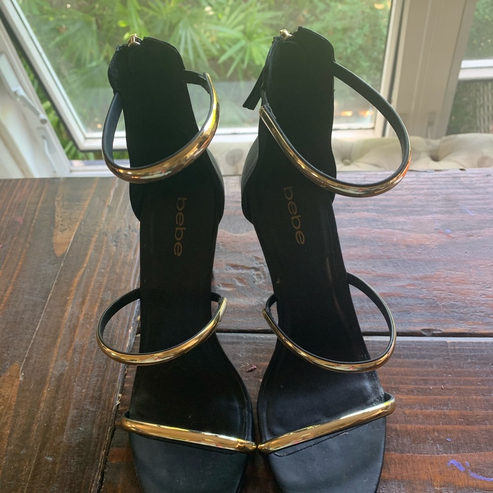 Bebe gold strappy stilettos